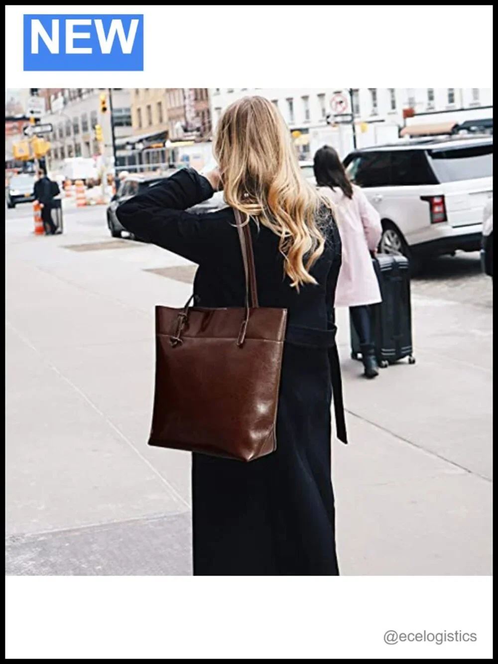 Genuine Leather Tote Handbag Large Capacity Adjustable Straps Work Office